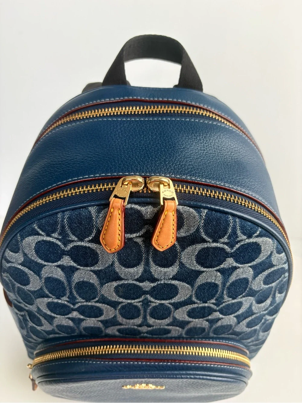 Coach Denim Court Backpack In Signature Canvas Leather Authentic Mint Condition